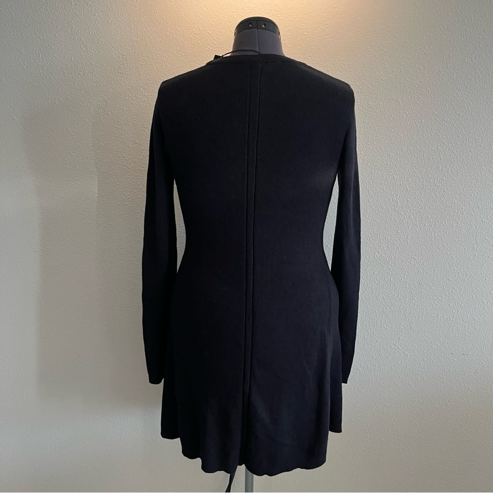 NWT Monrow Black Cotton Cashmere Long Sleeve Fit & Flare Knit Mini Sweater Dress - Picture 3 of 9